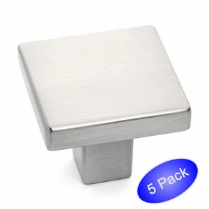 *5 Pack* Cosmas Cabinet Hardware Satin Nickel Square Cabinet Knobs #14899SN - Picture 1 of 1