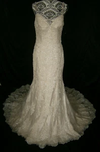 MoriLee Madeline Gardner Wedding Dress 12 Ivory Tulle Lace Bling Crystal Straps - Picture 1 of 19