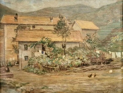 A. CRESP0 " TEMPO GRIGIO " (GRUPPO DI CASE A MASONE) OLIO SU PANNELLO - Immagine 1 di 4