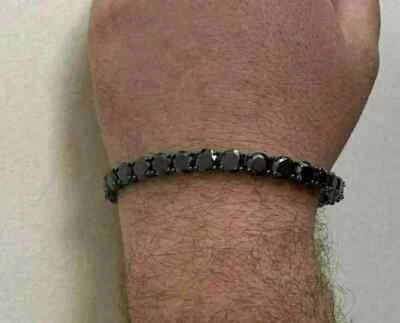 18K Black Diamond Tennis Bracelet With Black Rhodium Plating For Valentine Gift - Image 1 of 4