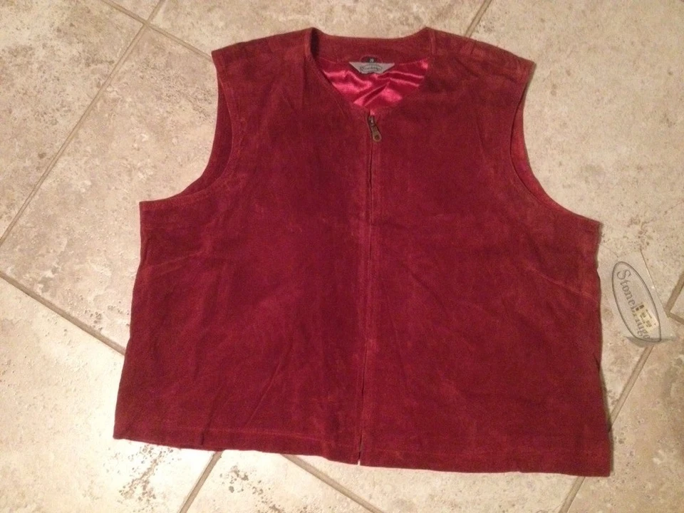 Chaleco Stonebridge Gamuza Cremallera Talla 20 Forro RN 36632 NUEVO CON ETIQUETAS 49" pecho Foto 1 de 3