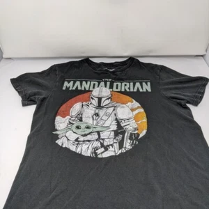 Star Wars The Mandalorian T-shirt Boba Fett Baby Yoda Men's Size S Small Black - Picture 1 of 6