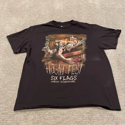 Fright Fest Shirt Men XL Halloween Horror Zombie Scary Six Flags Great Adventure - Image 1 of 4