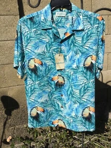 CARIBBEAN Big Men's - Pocket Aqua Blue Hawaiian Tropical Short Sleeve 2XB - Picture 1 of 2