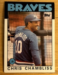 1986 Topps Chris Chambliss Baseball Card #293 Braves First Base Mid-Grade VG