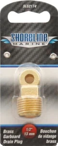 1/2" inch NPT - Brass Garboard with Loop - Drain Plug - Foto 1 di 1