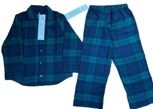 New Gap Kids Flannel gree Plaid Tartan Holiday Pajama Top & Bottom Set christmas - Picture 1 of 4