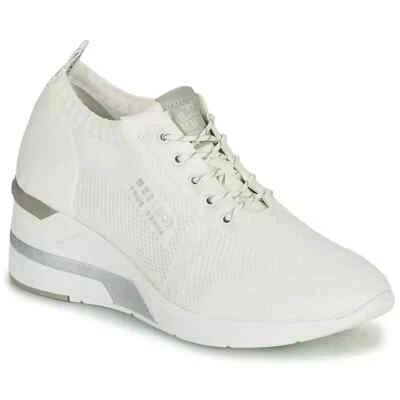 Mustang Womens UK8 EU 42 White Fabric Lace Up Wedge Heel Sneakers Trainers Shoes - Image 1 of 4