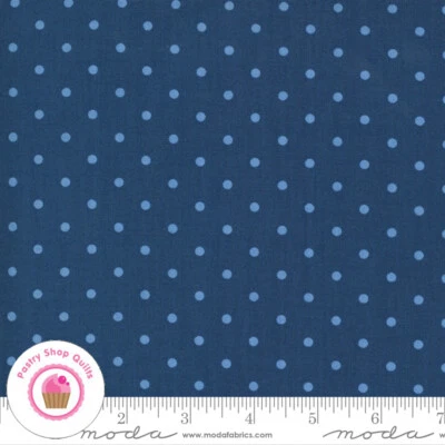Moda CRYSTAL LANE 2987 17 Dark Blue Polka Dots  BUNNY HILL Quilt Fabric Winter - Image 1 of 4