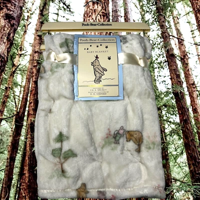 NEW Winnie the Pooh Bear Collection Disney Plush Baby Blanket Piglet Pals Woods - Image 1 of 4