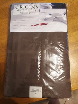 Origins Microfiber Tablecloth Chocolate 90in Round Spill Proof Wipes Clean - Image 1 of 4