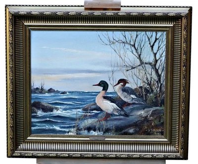 Harry Bonde Petersen – Enten am Meer – Öl auf Leinwand – signiert, Rahmen - Bild 1 von 4