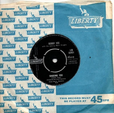 Bobby Vee:Sharing you/At a time like this:UK Liberty:1963 - Image 1 of 2