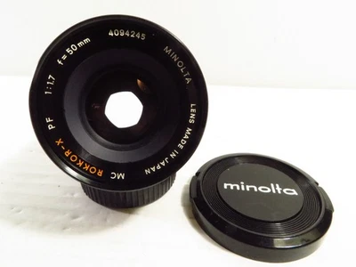 Lente Minolta MC Rokkor-PF 50mm f/1.7 Prime com tampas de lente, excelente - Imagem 1 de 4