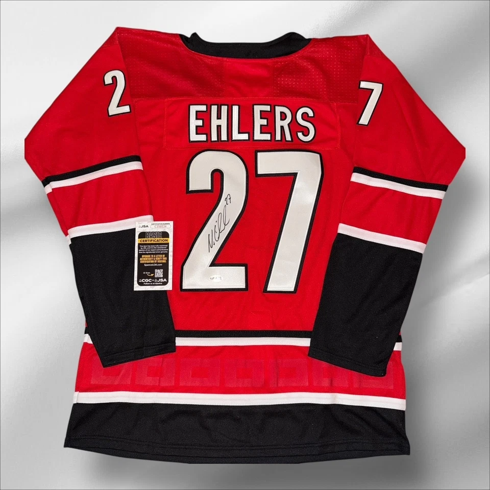 CAMISETA PERSONALIZADA FIRMADA/AUTOGRAFIADA POR NIKOLAJ EHLERS HURRICANES CERTIFICADO DE AUTENTICIDAD JSA ¡BONITA!! Foto 1 de 3