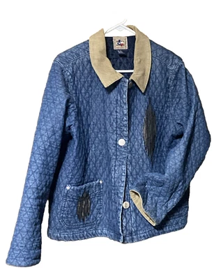 НЕ СВЯЗЫВАЙТЕСЬ С TEXAS джинсовой ткани Jean куртка w/вельветовый воротник женщин Sz xl 2 кармана - Изображение 1 из 4