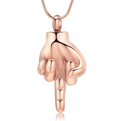 Mujeres Hombres Dedo Medio Urna Colgante Memoria Collar para Cremación Cenizas Soporte Foto 1 de 4