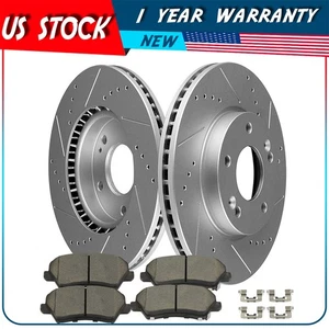 Front Brake Ceramic Pad Drill Slot Rotor For Kia Forte 2014, 2017, 2018 - Exc SX - Picture 1 of 10