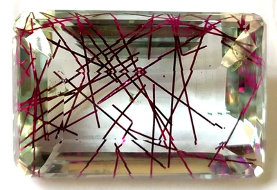 AAA 76.35 Ct. Large Pink Rutilated Quartz Emerald Cut Loose Gemston @Gift Women - Image 1 of 4