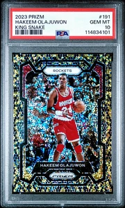 HAKEEM OLAJUWON PSA 10 2023 PANINI PRIZM BALONCESTO #191 KING SNAKE SSP GEMA POP2 - Imagen 1 de 2