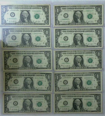 2013 $1 Star Notes A Set Of All 10 Districts That Issued Star Notes In 2013 - Image 1 of 4