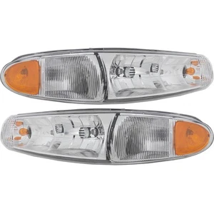 Left & Right Headlight For Buick Century 1997-2005 Halogen w/ Corner Light Bulb - Picture 1 of 12