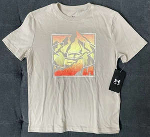 NWT's Under Armour Boys YSM Tshirt Tan With Yellow/Orange DESERT SAND - Picture 1 of 4