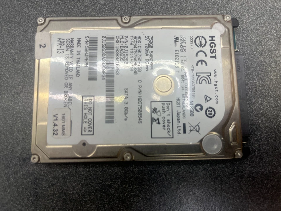 HGST Travelstar C5K750-750 HTS547575A9E380 750, 2.5" Interne SATA-Festplatte HDD - Bild 1 von 1
