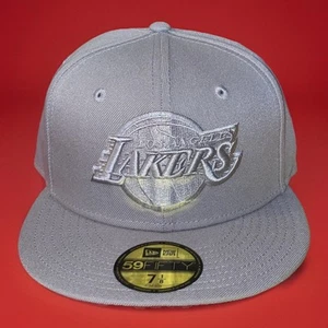 New Era 7 1/8 Gray Los Angeles Lakers Fitted Color Pack 59FIFTY - Picture 1 of 7