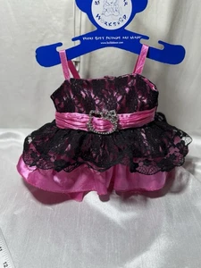 Build A Bear Hello Kitty Kleid schwarz Spitze seidig rosa Satin Sanrio Strass - Bild 1 von 6