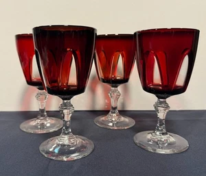 Copas de vino tinto Cristal D'Arques vintage, hechas en Francia, juego de 4, 6 pulgadas - Imagen 1 de 6