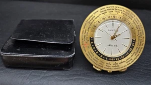 Vintage Shreve & Co., Luxor S.A. Swiss Weltreisewecker mit Etui - funktioniert - Bild 1 von 13