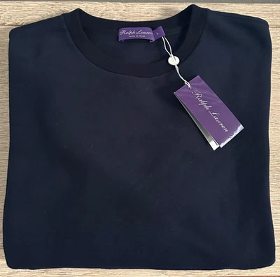 Ralph Lauren Purple Label Fleece Sweatshirt L Navy Blue Cotton Mix Italy $695 - Image 1 of 4