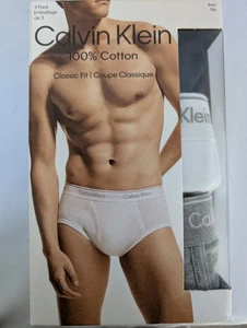 Calvin Klein Mens Underwear BRIEFS Sz 2XL Cotton Classic Fit 3 Pack Blk Wht Gray - Picture 1 of 4