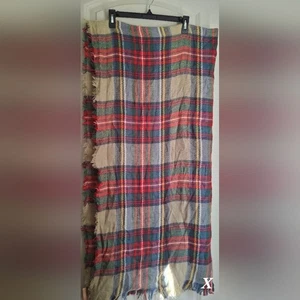 Francesca's Collections Red and Green Plaid Maxi Wrap Scarf Western Coastal - Picture 1 of 3