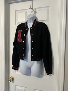 SHEIN UNBRANDED BLACK/RED LETTER CASUAL JACKET SZ SMALL - Picture 1 of 9