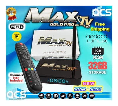 MaxTV Gold PRO 25 Max TV 4K Quad Core 64 Bit 2025-2026 - Image 1 of 4