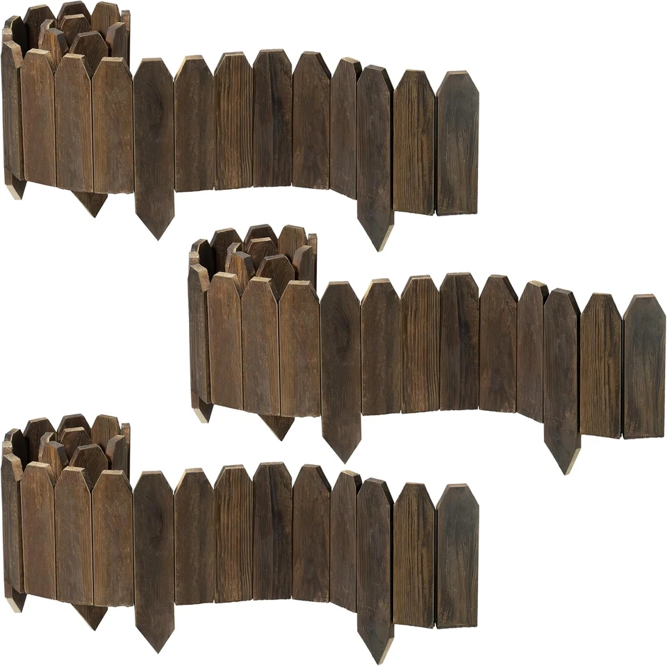 Bordes de jardín de madera, valla de madera decorativa pequeños paneles de piquete (5,9" H X 47" L, Foto 1 de 4