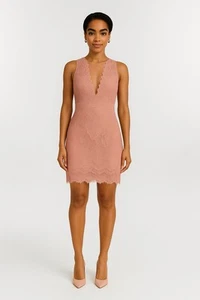 Women’s Lace Mini Dress Pink Size M –Elegant Cocktail Party/Wedding*READ DEFECT* - Picture 1 of 4