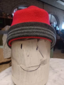 Wendemütze grau rot weiß Streifen Einheitsgröße - Bild 1 von 3