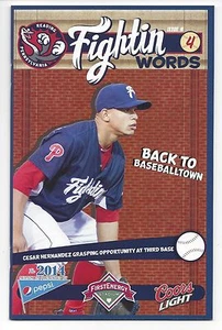 2014 Reading Fightin Phils Phillies Fightin Words Issue 4 Cesar Hernandez SGA - Picture 1 of 1