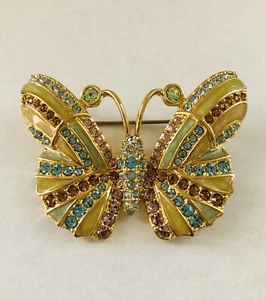 Retired SWAROVSKI Swan Logo Crystal Enamel Multi Color Butterfly Pin Brooch - Picture 1 of 6