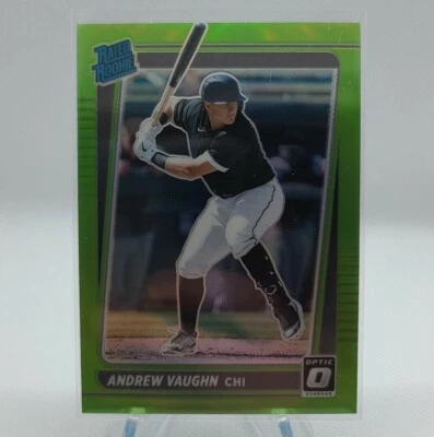ANDREW VAUGHN 2021 Donruss Optic Rated Rookie Lime Green Prizm SP RC #116 Sox - Image 1 of 2