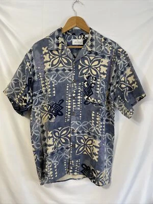 Camisa Hawaiana De Colección Años 80 Bill Blass Seda Para Hombre L Floral Azul Crema Multicolor Foto 1 de 4