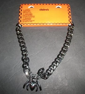 Claire's Halloween SPIDER Black Chain Necklace  16"  Party/ Dress up  NEW  RARE - Picture 1 of 1