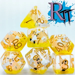 7pcs/Set Yellow Bear Polyhedral Dice DND RPG MTG Role Playing Game Tabletop D20 - Picture 1 of 9