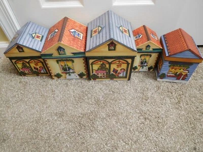 Set of 5 Individual Nesting Houses - Christmas Boxes - Image 1 of 4