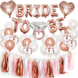 Stock del Reino Unido Oro Rosa NOVIA PARA SER Gallina Fiesta Decoraciones Globos Boda Globos - Imagen 1 de 3