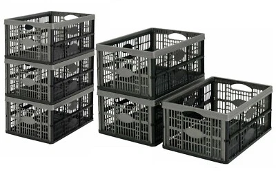 Strong Folding Collapsible Plastic Storage Crates Boxes Stack able Basket 32 lit - Image 1 of 4