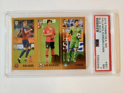 2019 Panini Fifa 365 Erling Haaland #421 RARE BLUE BACK Rookie PSA 7 NM MINT RC - Image 1 of 3